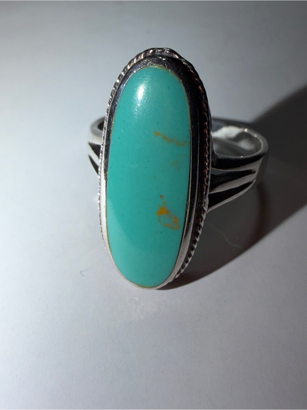 Vintage Sterling Silver Large Oval Turquoise Statement Ring - Size 11